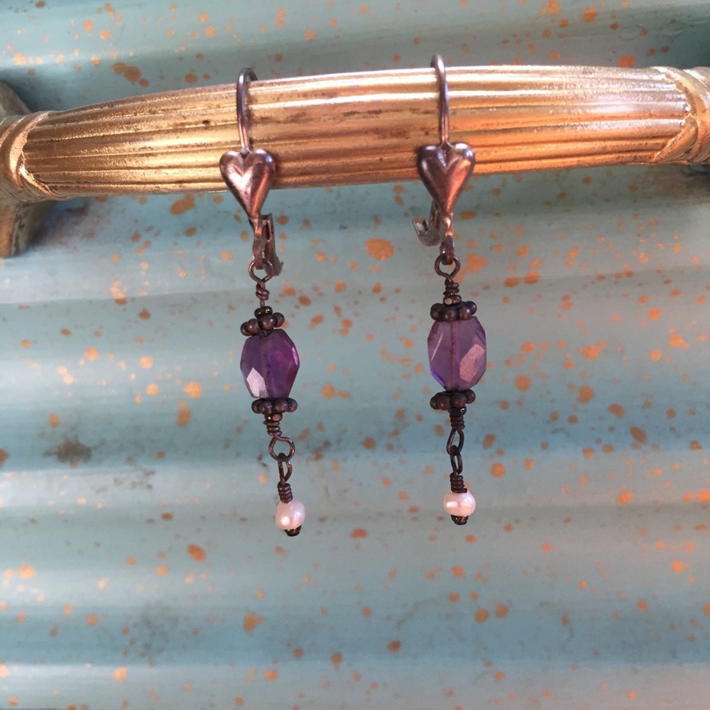 Pearl + Amethyst & Sterling Silver Earrings